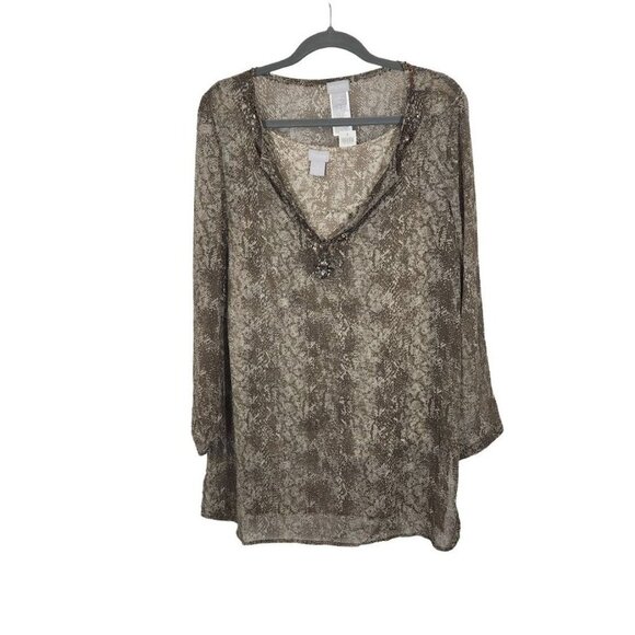 NWT Chico's Sheer‎ Snake Print Blouse and Cami - Size 2 (US 12/14) - Picture 1 of 9
